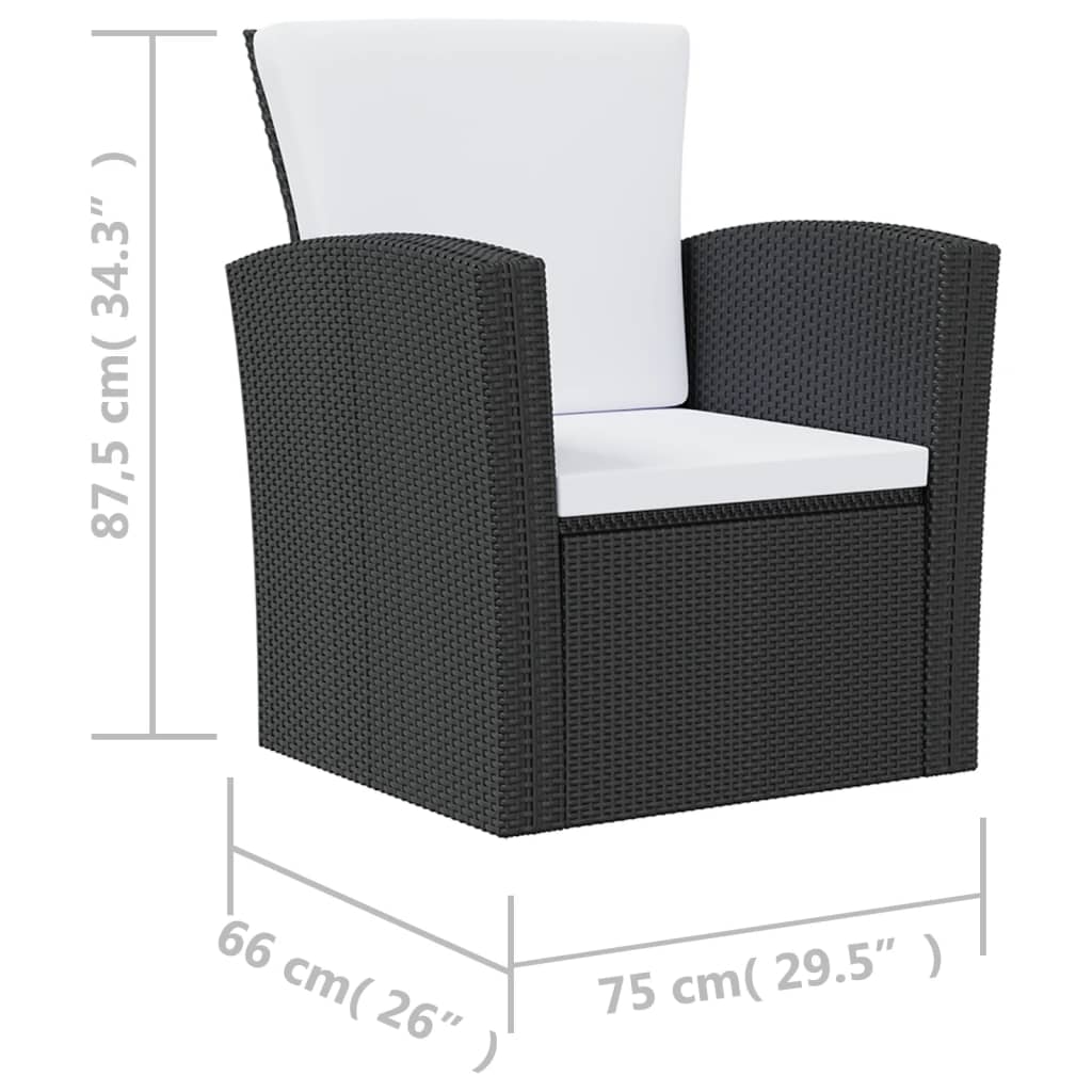 vidaXL 8-tlg. Garten-Lounge-Set mit Kissen Poly Rattan Schwarz