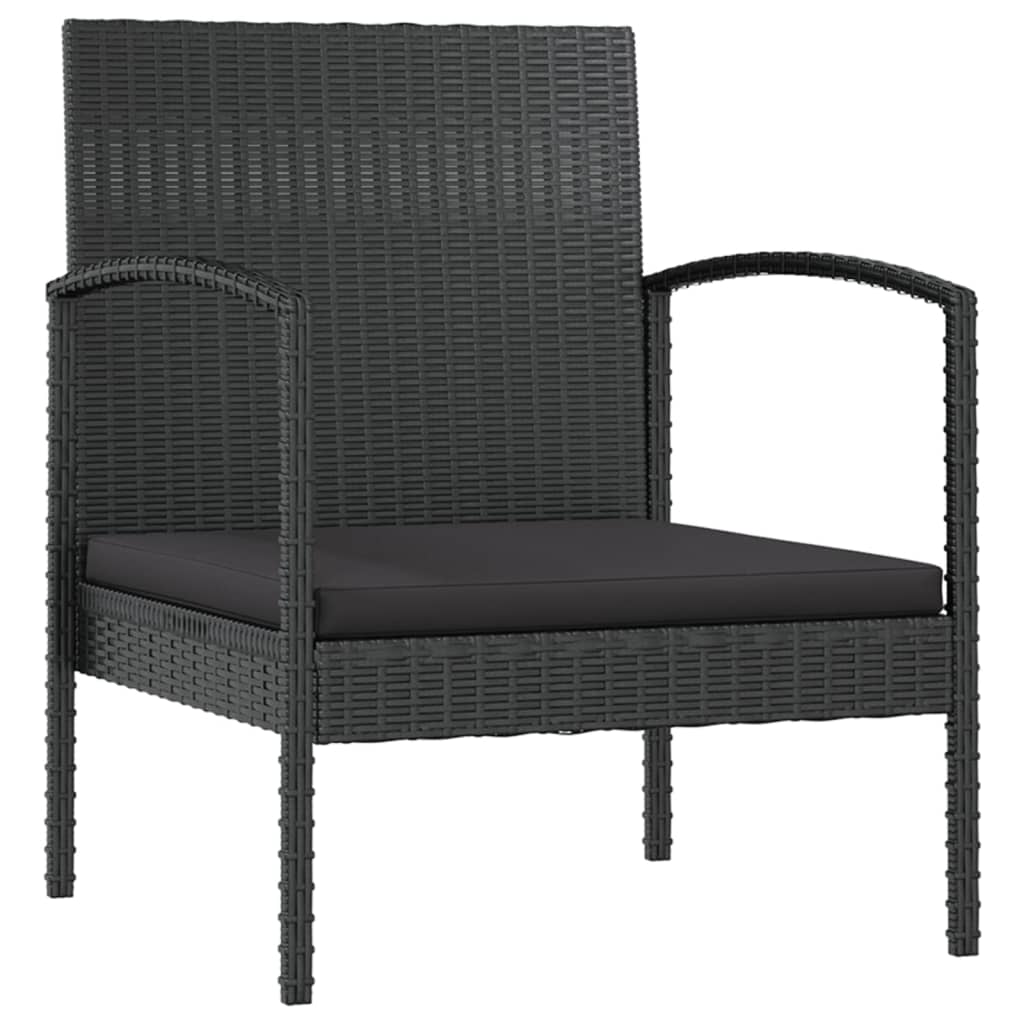 vidaXL 8-tlg. Garten-Lounge-Set mit Auflagen Poly Rattan Schwarz