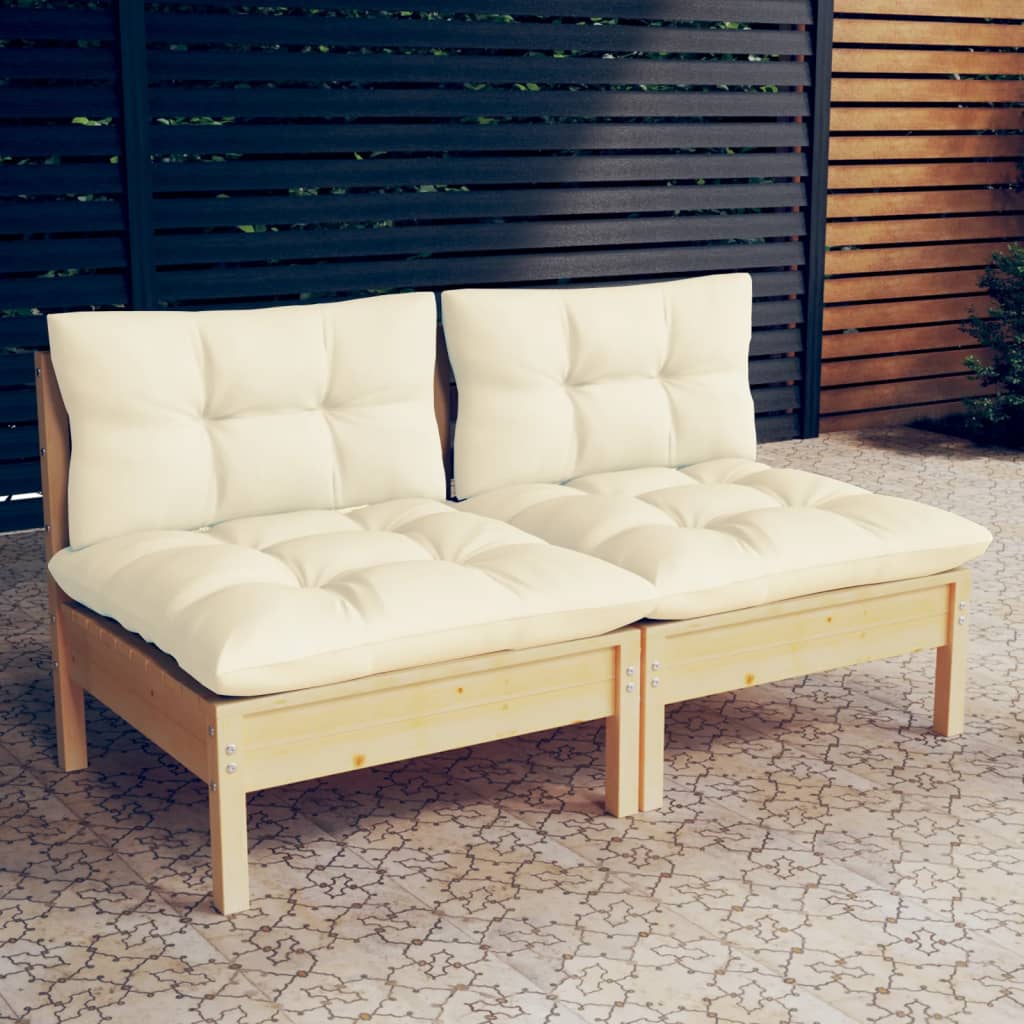 vidaXL 2-Sitzer-Gartensofa mit Grauen Kissen Massivholz Kiefer
