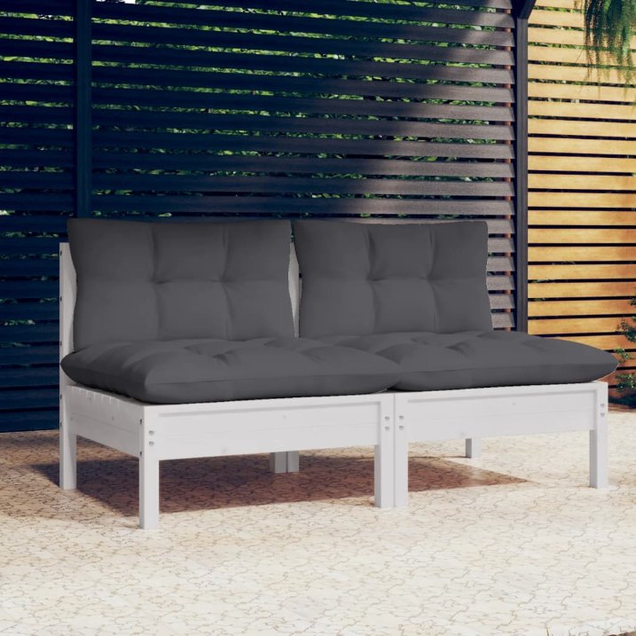 vidaXL 2-Sitzer-Gartensofa mit Grauen Kissen Massivholz Kiefer