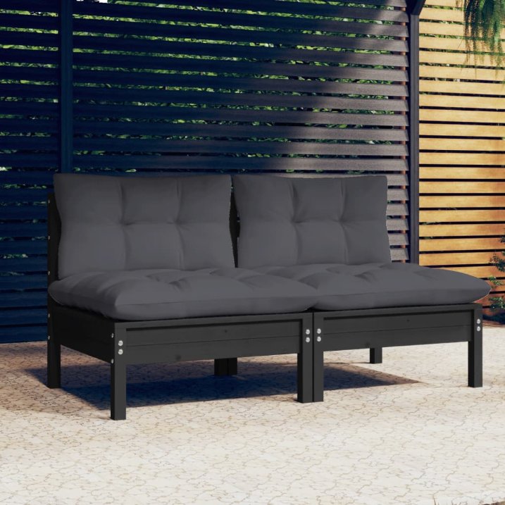vidaXL 2-Sitzer-Gartensofa mit Grauen Kissen Massivholz Kiefer