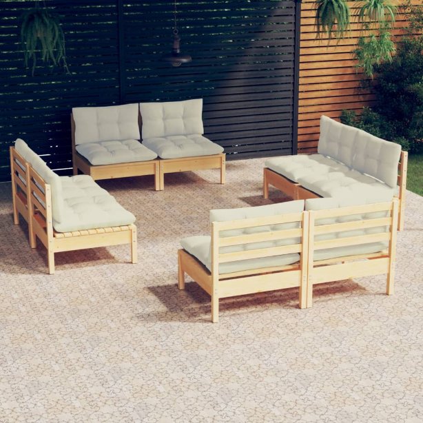 vidaXL 8-tlg. Garten-Lounge-Set mit Grauen Kissen Kiefernholz