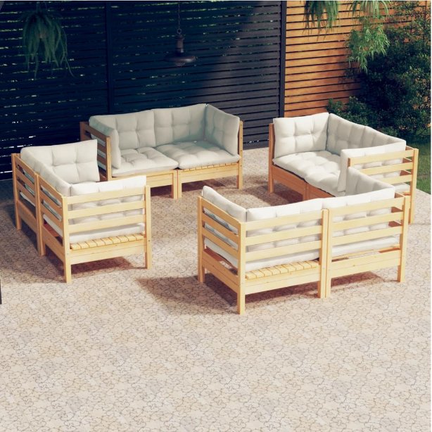 vidaXL 8-tlg. Garten-Lounge-Set mit Grauen Kissen Kiefernholz