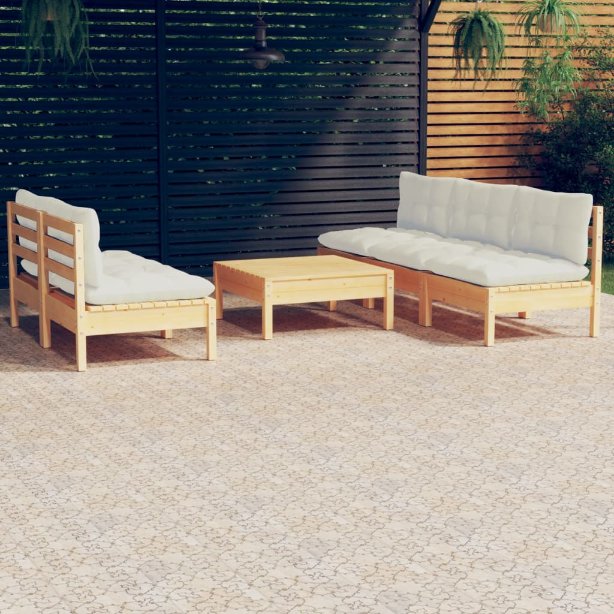 vidaXL 6-tlg. Garten-Lounge-Set mit Grauen Kissen Kiefernholz
