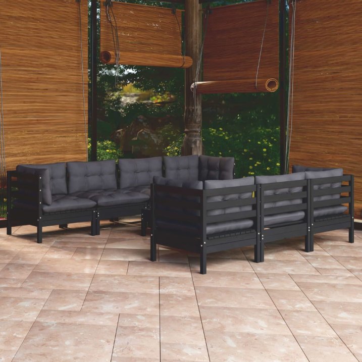 vidaXL 8-tlg. Garten-Lounge-Set mit Grauen Kissen Kiefer Massivholz