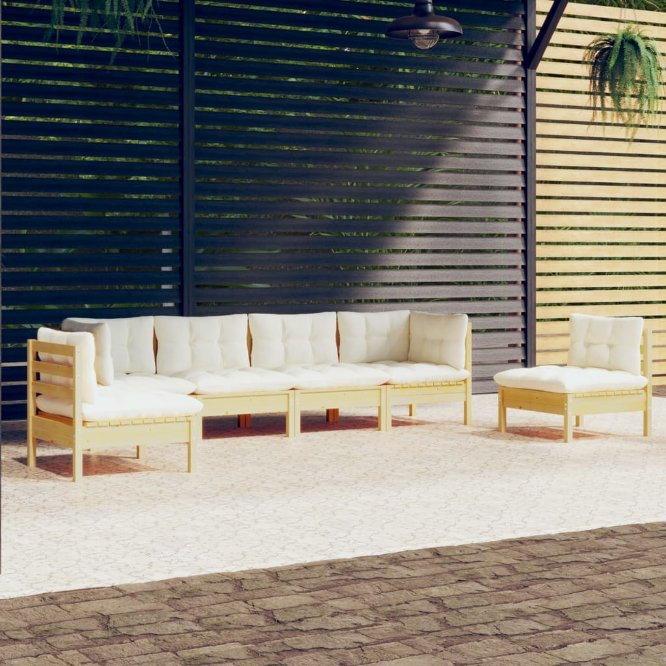 vidaXL 6-tlg. Garten-Lounge-Set mit Grauen Kissen Kiefer Massivholz