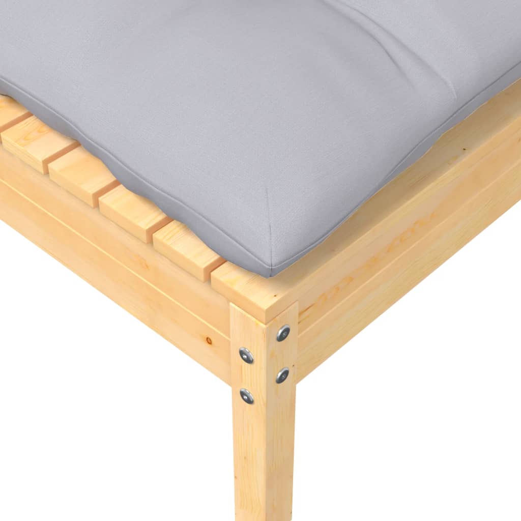 vidaXL 7-tlg. Garten-Lounge-Set mit Grauen Kissen Kiefer Massivholz