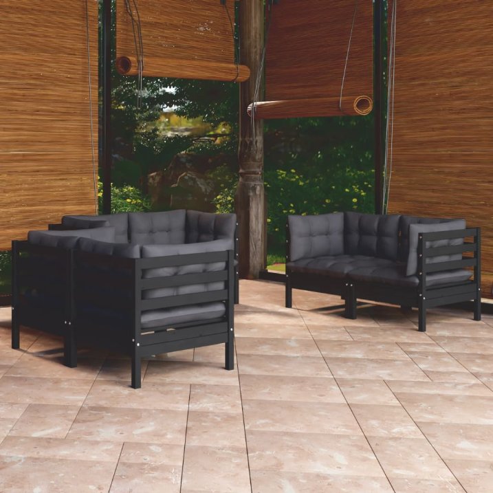 vidaXL 6-tlg. Garten-Lounge-Set mit Grauen Kissen Kiefer Massivholz