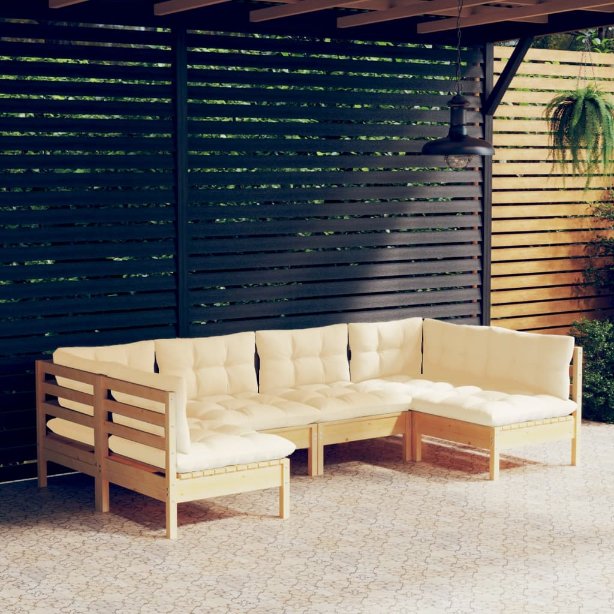 vidaXL 6-tlg. Garten-Lounge-Set mit Grauen Kissen Kiefer Massivholz