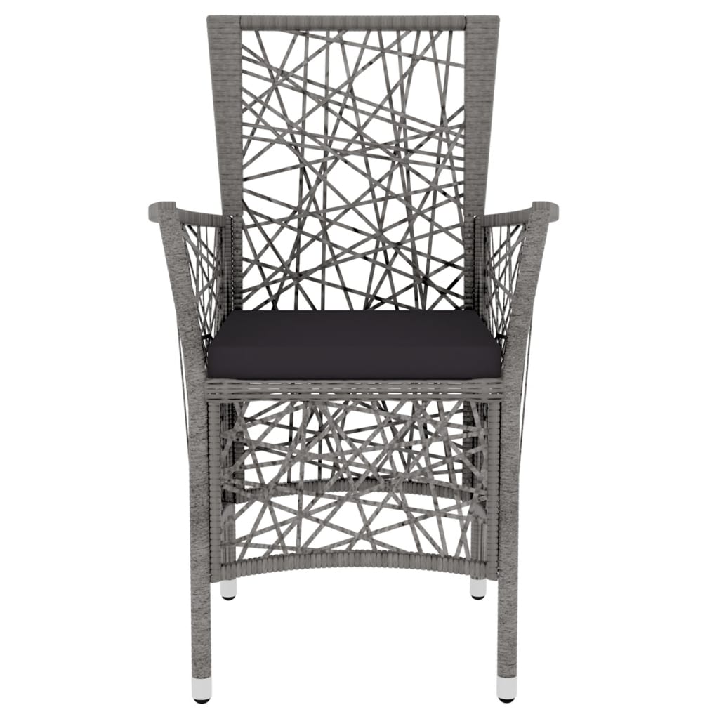 vidaXL 3-tlg. Garten-Essgruppe Poly Rattan Grau