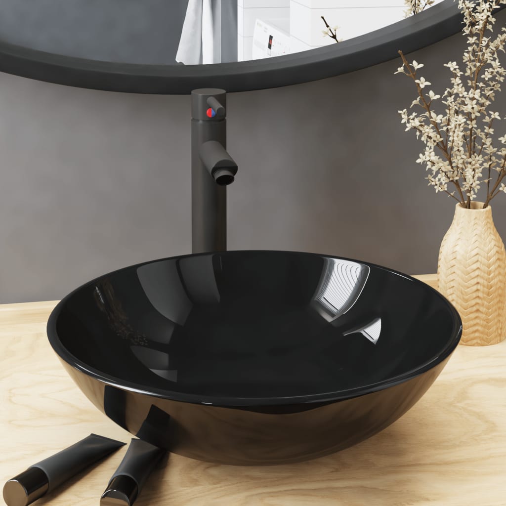 vidaXL Waschbecken gehärtetes Glas 42 cm transparent