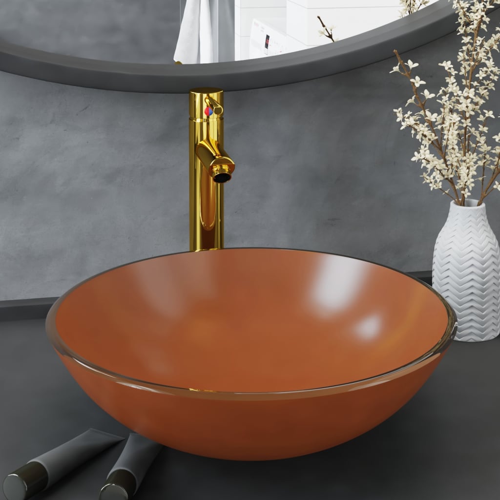 vidaXL Waschbecken gehärtetes Glas 42 cm transparent