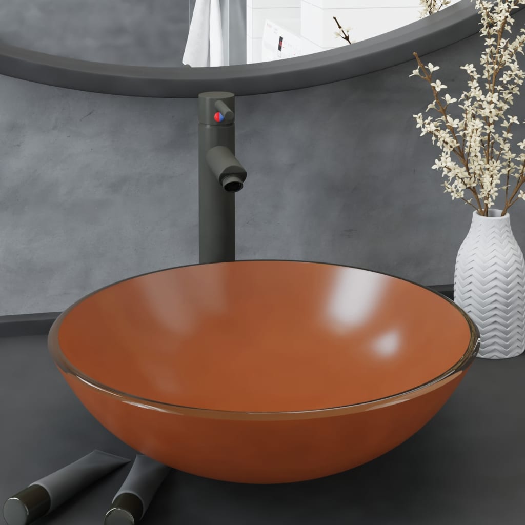 vidaXL Waschbecken gehärtetes Glas 42 cm transparent