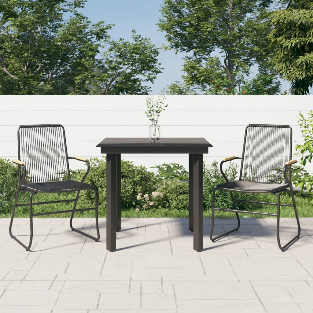 vidaXL 3-tlg. Garten-Essgruppe Schwarz PVC Rattan