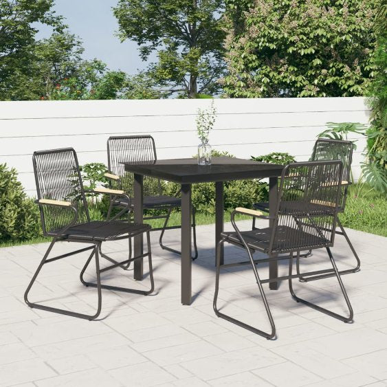 vidaXL 3-tlg. Garten-Essgruppe Schwarz PVC Rattan