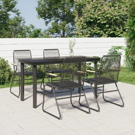 vidaXL 3-tlg. Garten-Essgruppe Schwarz PVC Rattan