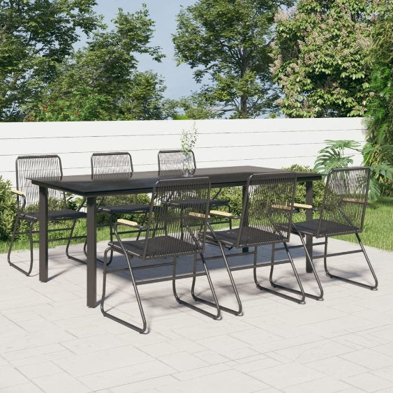 vidaXL 3-tlg. Garten-Essgruppe Schwarz PVC Rattan