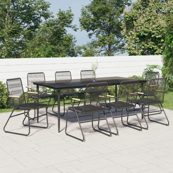 vidaXL 3-tlg. Garten-Essgruppe Schwarz PVC Rattan