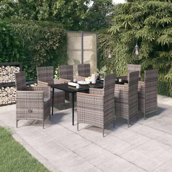 vidaXL 3-tlg. Garten-Essgruppe mit Kissen Schwarz