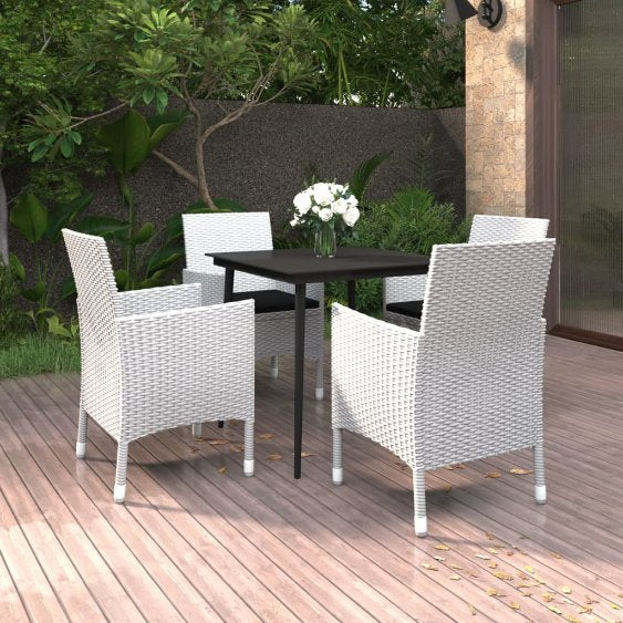 vidaXL 3-tlg. Garten-Essgruppe mit Auflagen Poly Rattan und Glas