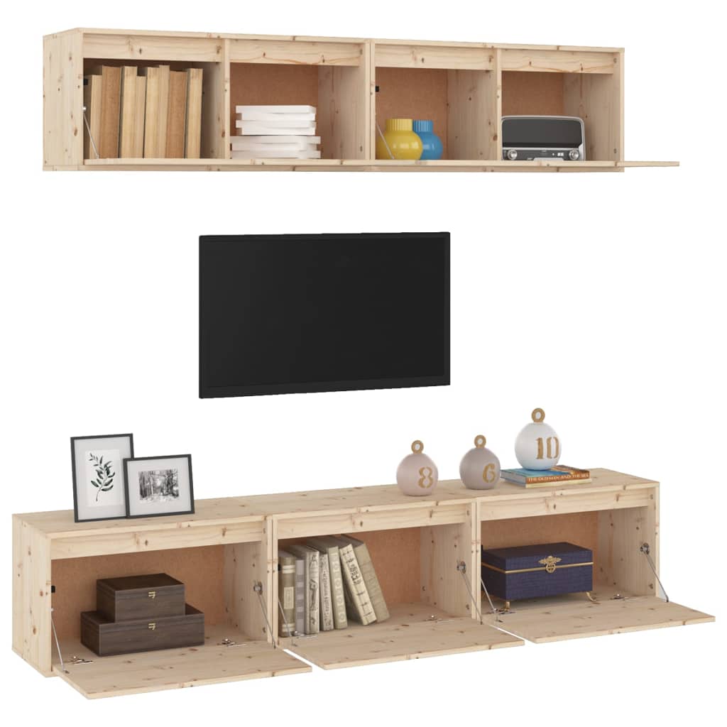 vidaXL 5-teiliges TV-Schrank-Set Massivholz Kiefer