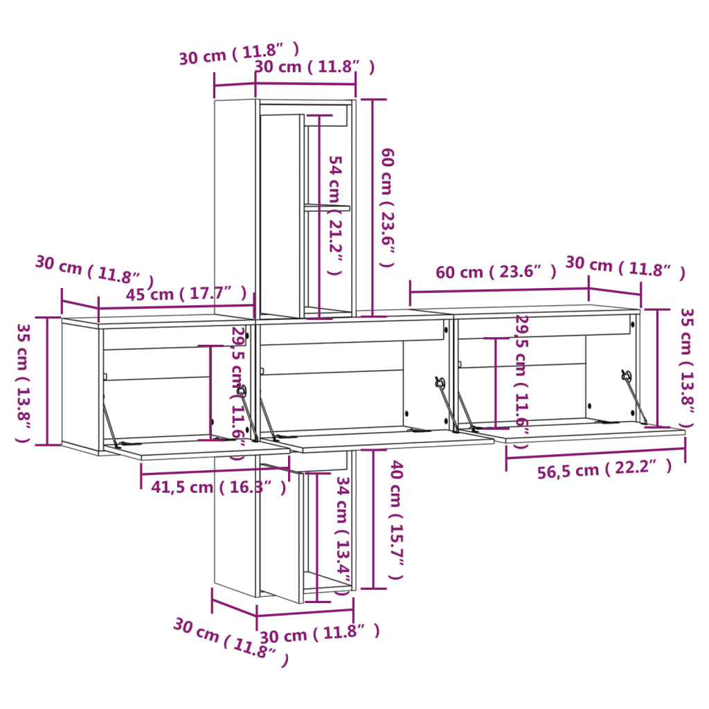 vidaXL TV-Schränke 5 Stk. Massivholz Kiefer