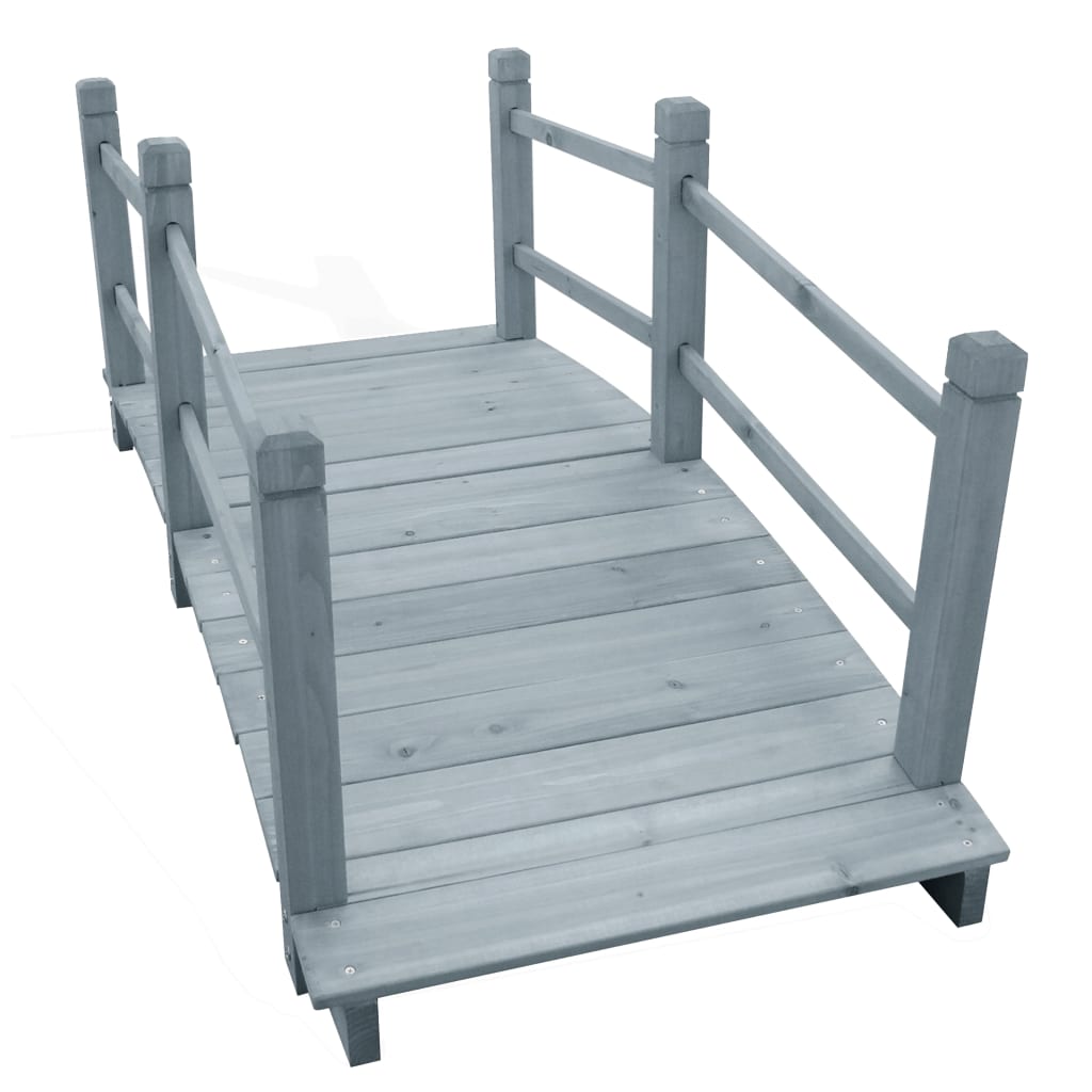 vidaXL Gartenbrücke Grau 140x60x56 cm Massivholz Tanne