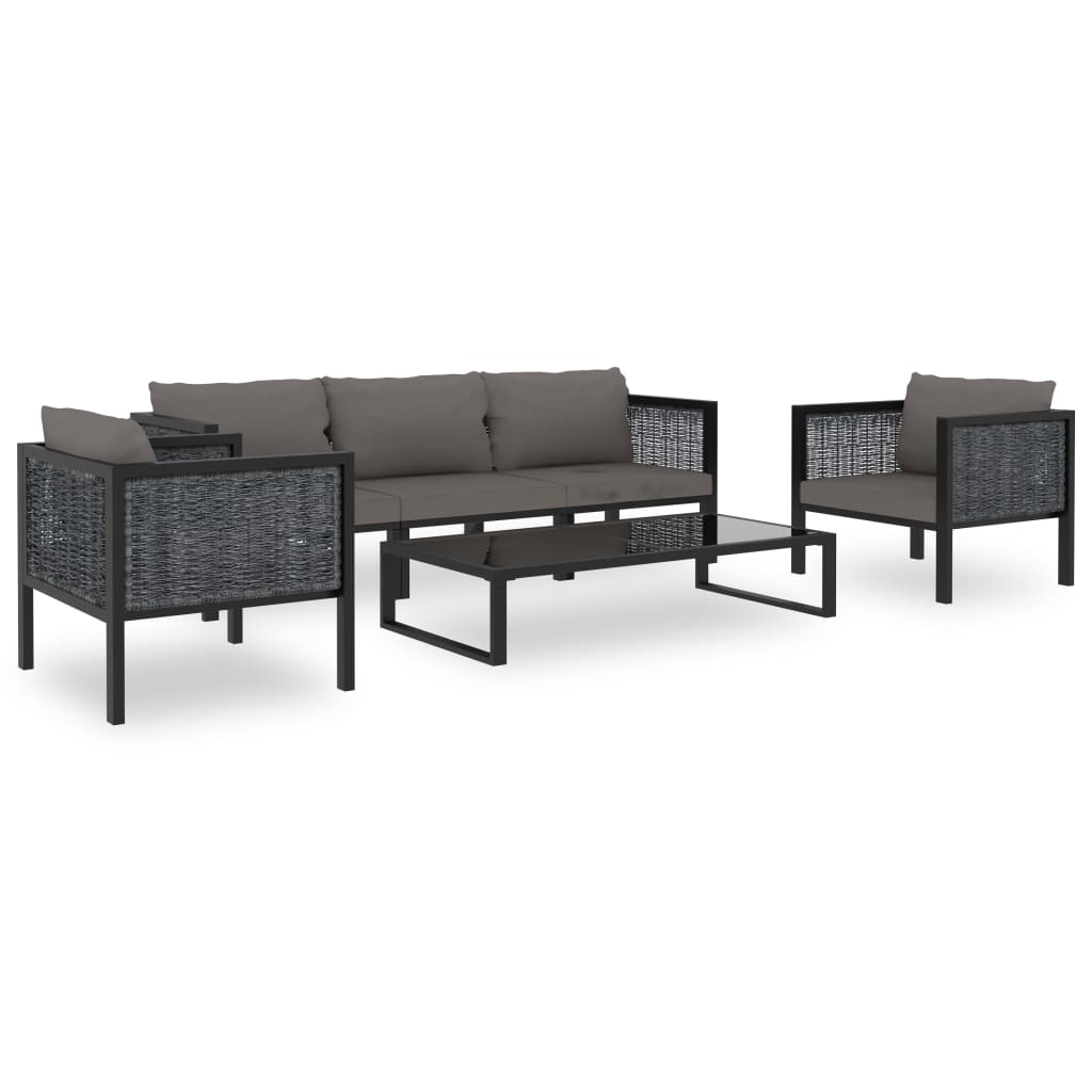 vidaXL Sofa-Eckelement mit Rechter Armlehne Poly Rattan Anthrazit