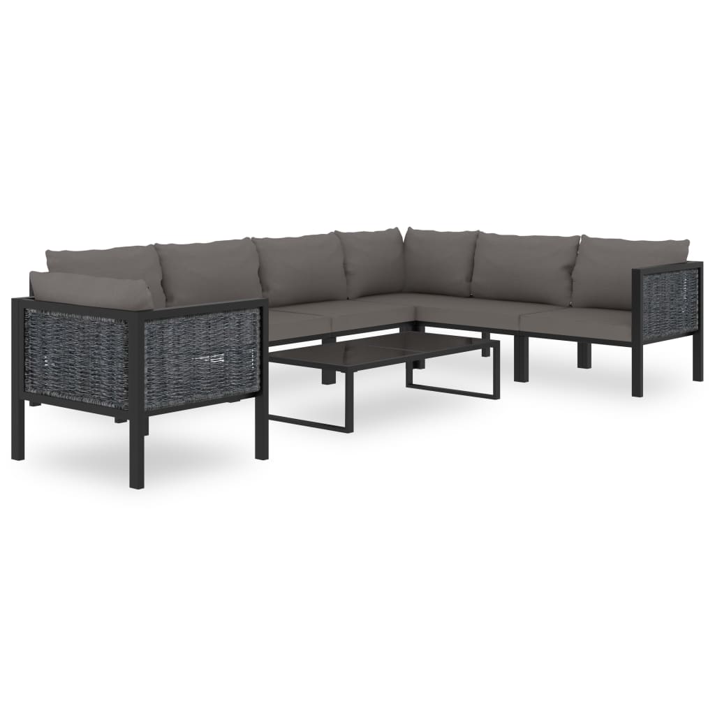 vidaXL Sofa-Eckelement mit Rechter Armlehne Poly Rattan Anthrazit