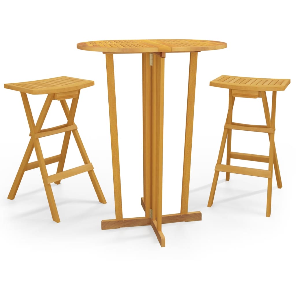 vidaXL 3-tlg. Bar-Set Klappbar Massivholz Teak