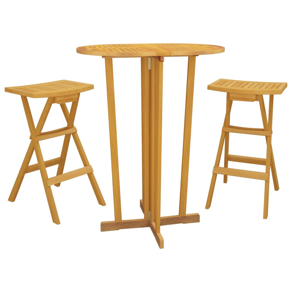 vidaXL 3-tlg. Bar-Set Klappbar Massivholz Teak