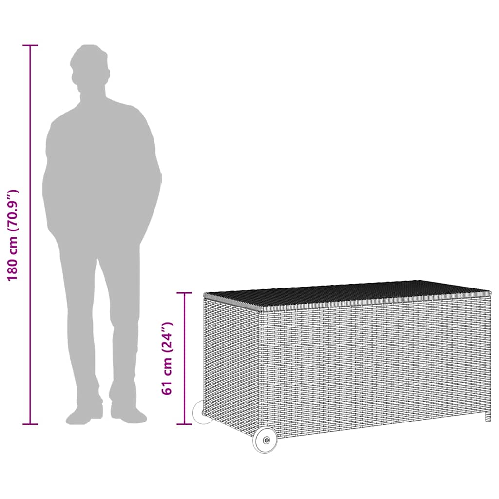 vidaXL Garten-Auflagenbox Schwarz 120x65x61 cm Poly Rattan