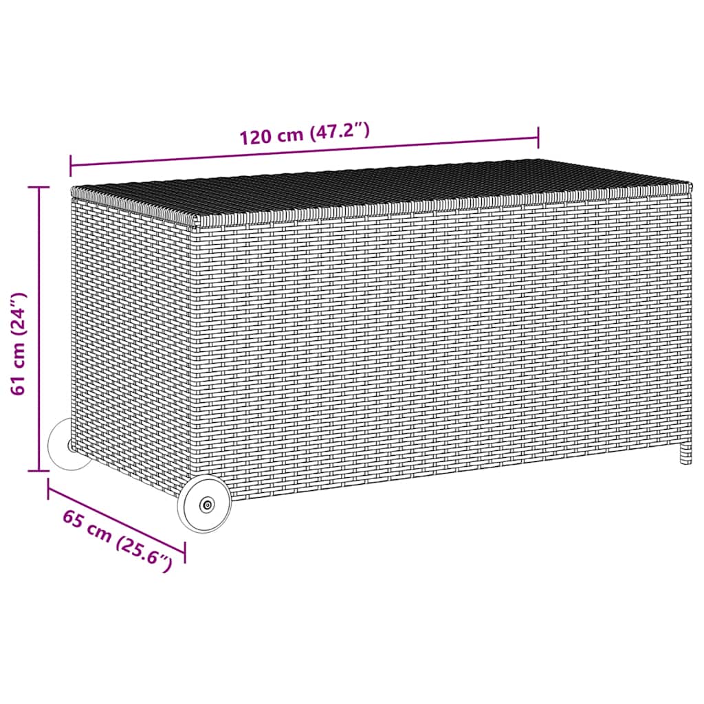 vidaXL Garten-Auflagenbox Schwarz 120x65x61 cm Poly Rattan