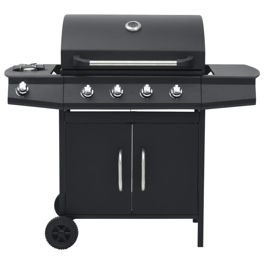 vidaXL Gasgrill 4+1 Flammen Schwarz Stahl