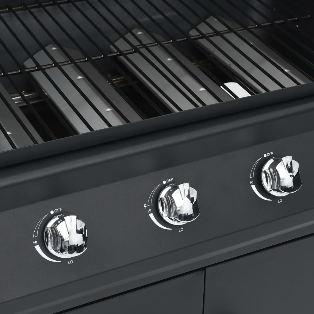 vidaXL Gasgrill 4+1 Flammen Schwarz Stahl