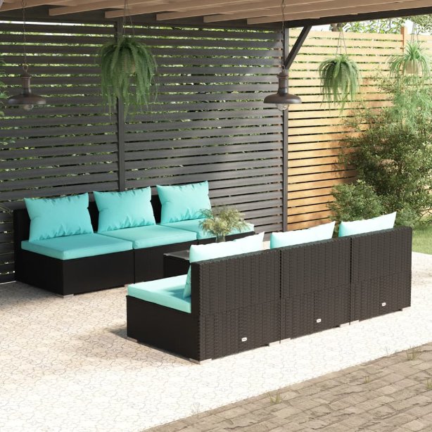 vidaXL 5-tlg. Garten-Lounge-Set mit Kissen Poly Rattan Braun