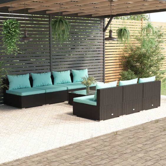 vidaXL 5-tlg. Garten-Lounge-Set mit Kissen Poly Rattan Braun