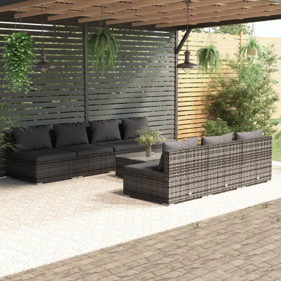 vidaXL 5-tlg. Garten-Lounge-Set mit Kissen Poly Rattan Braun