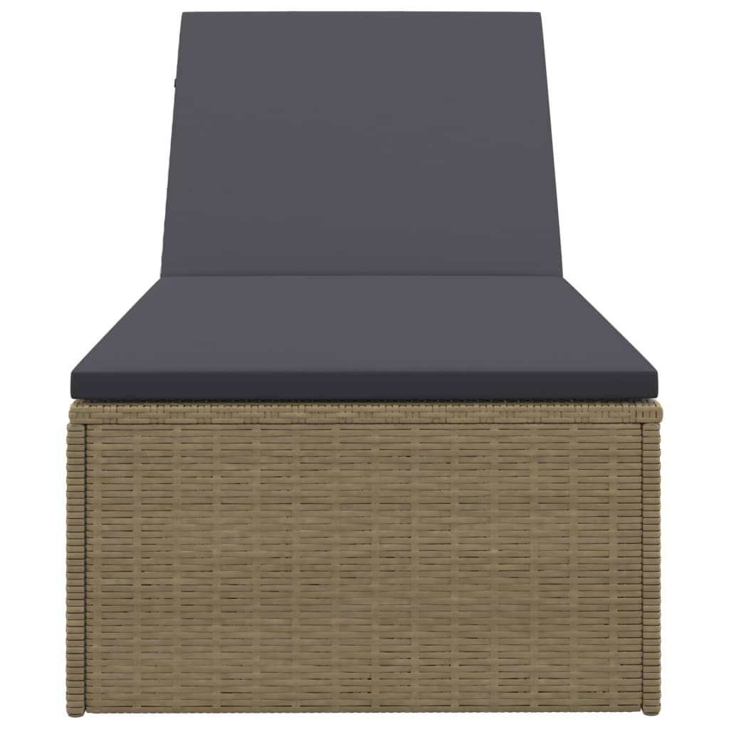 vidaXL Sonnenliege Poly Rattan Braun und Dunkelgrau
