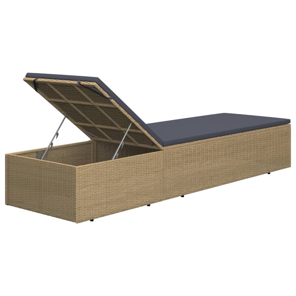 vidaXL Sonnenliege Poly Rattan Braun und Dunkelgrau