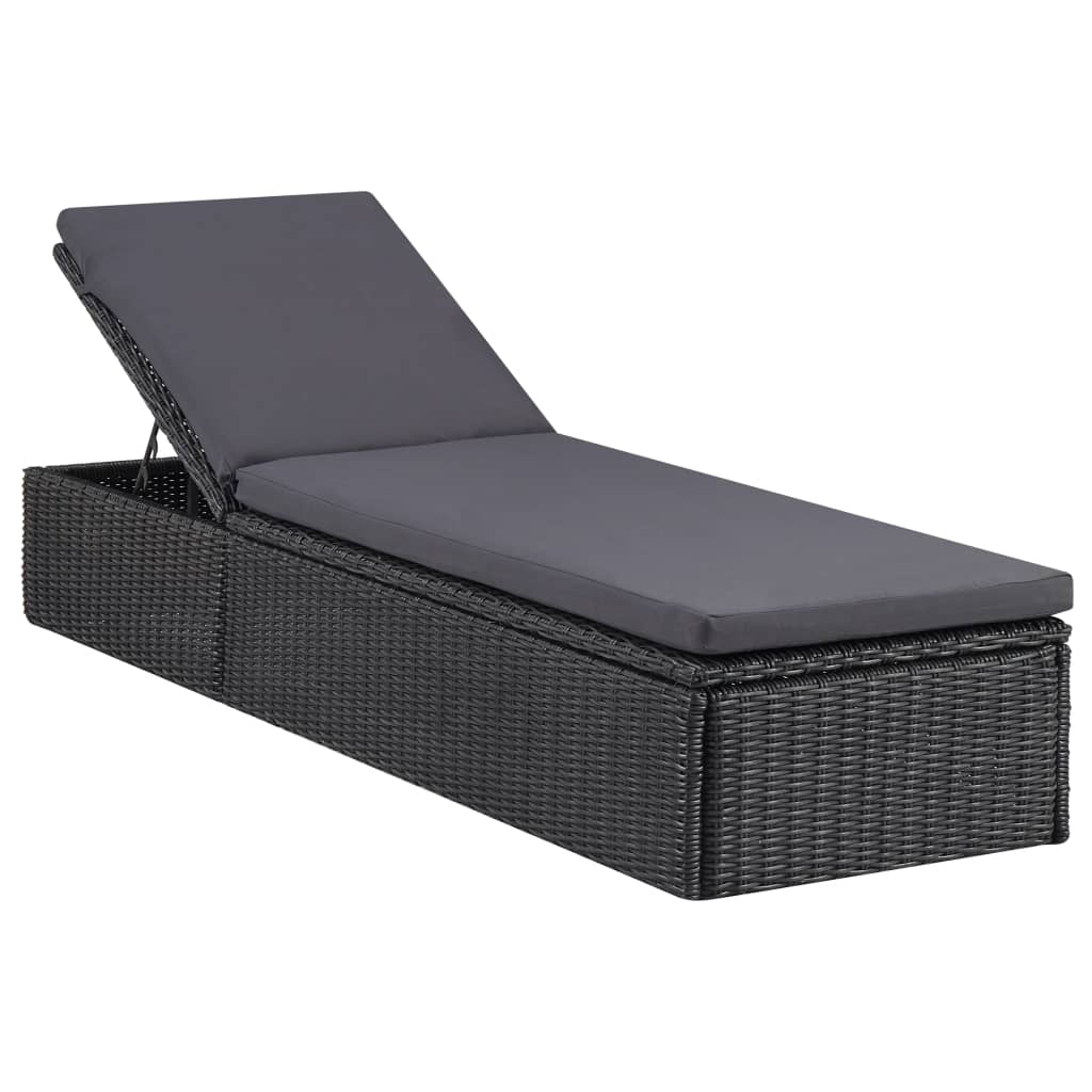 vidaXL Sonnenliege Poly Rattan Braun und Dunkelgrau