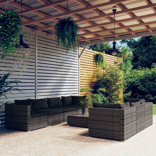 vidaXL 5-tlg. Garten-Lounge-Set mit Kissen Poly Rattan Braun