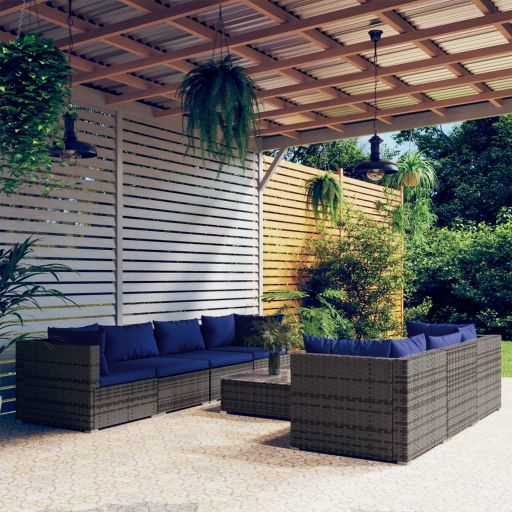 vidaXL 5-tlg. Garten-Lounge-Set mit Kissen Poly Rattan Braun