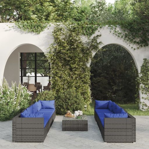 vidaXL 5-tlg. Garten-Lounge-Set mit Kissen Poly Rattan Braun
