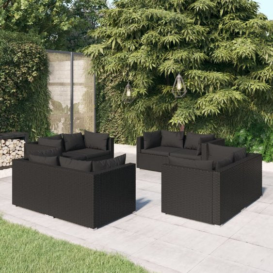 vidaXL 5-tlg. Garten-Lounge-Set mit Kissen Poly Rattan Braun