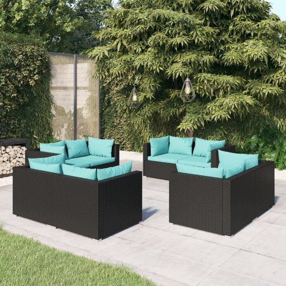 vidaXL 5-tlg. Garten-Lounge-Set mit Kissen Poly Rattan Braun