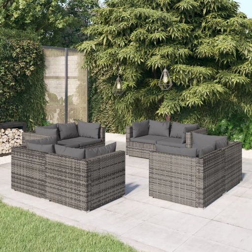 vidaXL 5-tlg. Garten-Lounge-Set mit Kissen Poly Rattan Braun