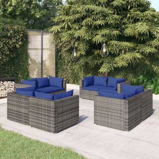 vidaXL 5-tlg. Garten-Lounge-Set mit Kissen Poly Rattan Braun