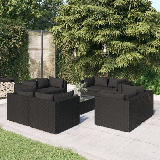 vidaXL 5-tlg. Garten-Lounge-Set mit Kissen Poly Rattan Braun