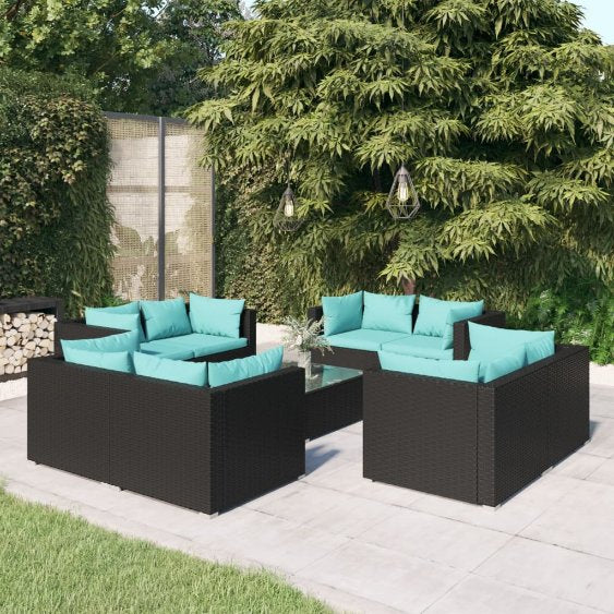vidaXL 5-tlg. Garten-Lounge-Set mit Kissen Poly Rattan Braun